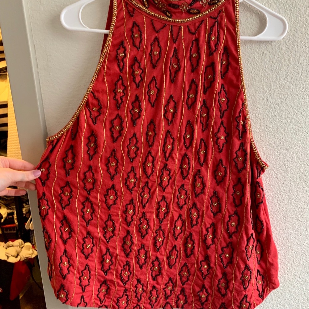 High Neck Beaded Top